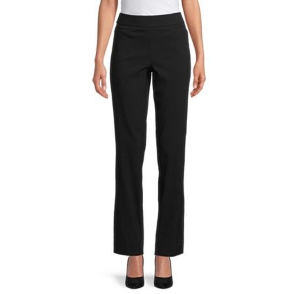 Liz Claiborne Lisa Women's Straight Mid-Rise Pull-On Pant - Black - Size 18P